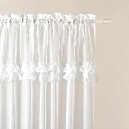 room99 Gardine mit Kräuselband Frilla 140 x 280 cm Breite x Höhe Wohnzimmer Transparent modern Vorhang Schal Wohnzimmer Schlafzimmer für Schienensystem Weiß Rüsche, 1 Stück