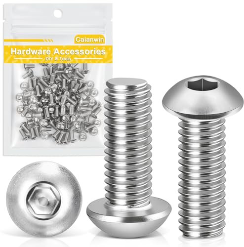 Caianwin Lot de 100 vis à tête bombée M5 x 10 mm à six pans creux en acier inoxydable 304 pour l'installation de meubles, les domaines industriels