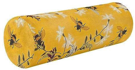 FRODOTGV Stickerei, Biene, Schmetterling, Blumen, Gelb, rundes Nackenrolle, Kissen, Stütze für Bett, rundes Schaumstoffkissen, Bettstütze