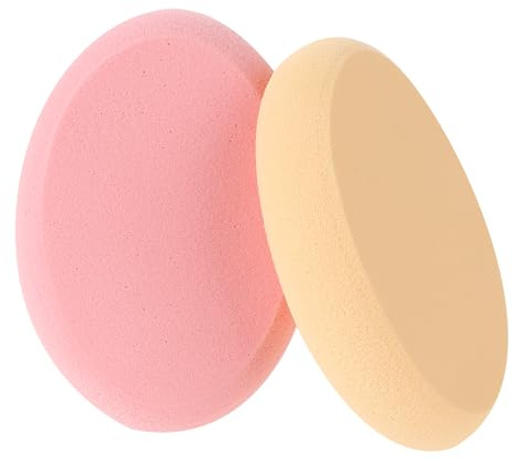 2 Pack Oval Puff Egg Foundation Sponge Oval Makeup Sponges Professional Makeup Sponge for Eye Foundation Blush Application Forehead Cheeks, Dry and Wet (Skin Tone and Pink)
