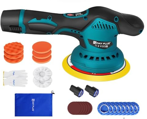 Car Polisher, Cordless Buffer Polisher with 2 x 2.0Ah Batteries and Charger, 8 Variable Speeds, 22pcs AccessoriesIdeal for Car Sanding, Polishing, Waxing, Sealing Glaze