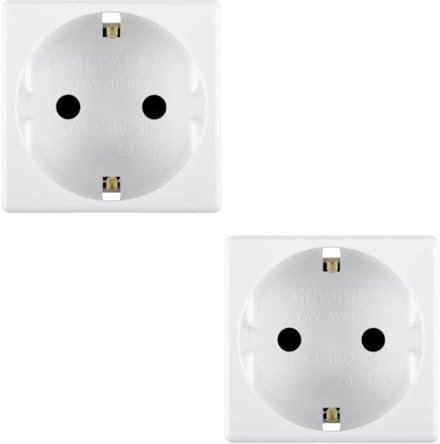 Pack 2 unidades Base de enchufe Schuko GW20265 Blanco | Enchufe con dispositivo seguridad | 2P + T ‎‎16 A 250V AC | Embornamiento tornillo | 2 módulos | Rasmacor
