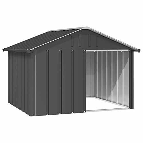 IKAYAA Caseta para Exteriores Grande, Caseta para Perros Acero Galvanizado 116.5 x 103 x 81.5 cm Antracita