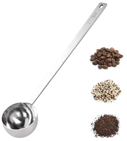 Doosu Langer Kaffeelöffel, Messlöffel aus 18/8 Edelstahl mit 25,1 cm langem Griff, Esslöffel aus Metall (30 ml)