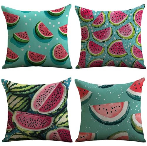 Cuscini Esterno Blu Federe Cuscini Divano 70x70cm Cuscino Divano Anguria Velluto Copricuscini Decorativi Doppia Faccia Stampa Fodera per Cuscino per Sedia Camera Letto Arredo Esterni Giardino JL-567