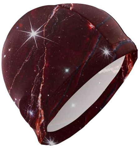 Falso Glitter Marmo Grano Rosso Cuffia da Nuoto per Capelli Corti Calvi Cuffie da Nuoto Impermeabile per Le Donne Protezione Dei Capelli e Riduzione Della Resistenza Gorro para Piscina Mujer