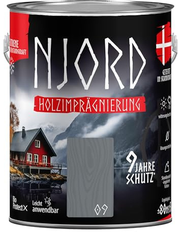 NJORD Holzschutz 5L Holzimprägnierung Holzfarbe ((09) Vulkanischer StrandWetterfest Dauerhafter Schutz Holzlack Schutzlack Holzlasur