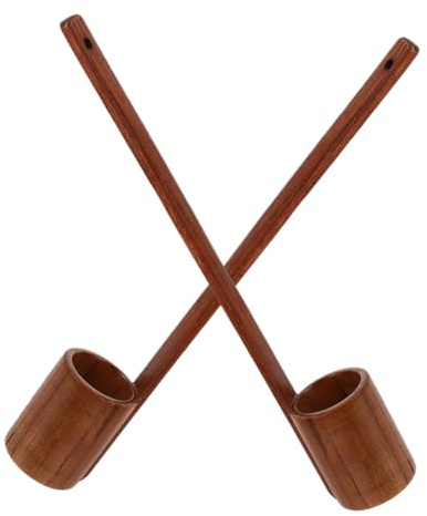 Yardenfun 2 Piezas Cucharas de Madera para Vino y Cerveza con Mango Cucharón Plano Medidor para Salsa de y Aceite Utensilios Rústicos para Cocina y Bar