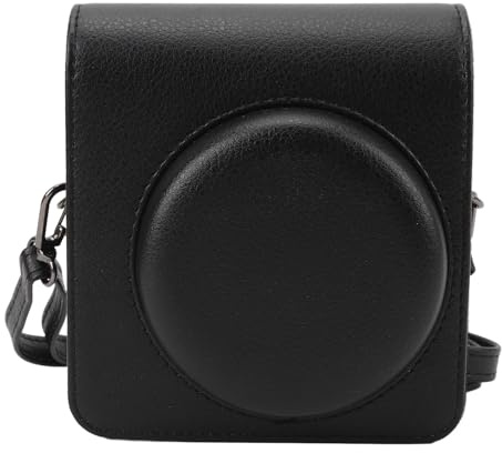 Instant Camera Bag, Vintage PU Leather Instant Camera Bag Versatile with Strap for Storage (Black)