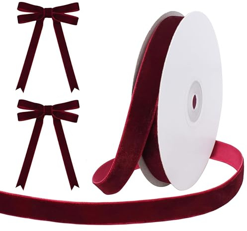 Zosutetoxo 10 Yard Borgogna Nastro di Raso 1.6cm Larghezza Rosso Scuro Nastro Natalizio per Confezionare Regali Decorazioni Albero di Natale