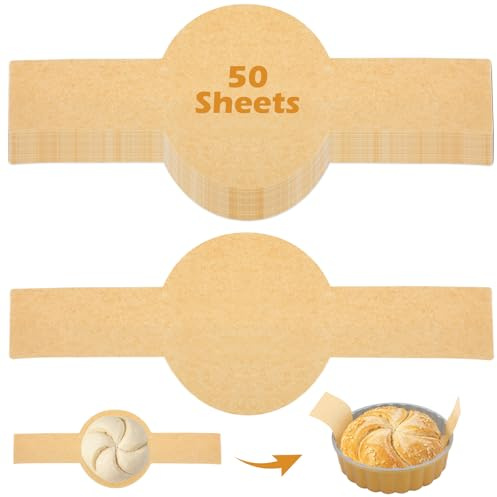 50 Pcs Parchment Bread Sling for Dutch Oven, Disposable Round Bread Baking Mat with Long Handles, Unbleached Parchment Paper Easy-Lift, Non-Stick for Air Fryer, Cake Pan Sourdough Transfer
