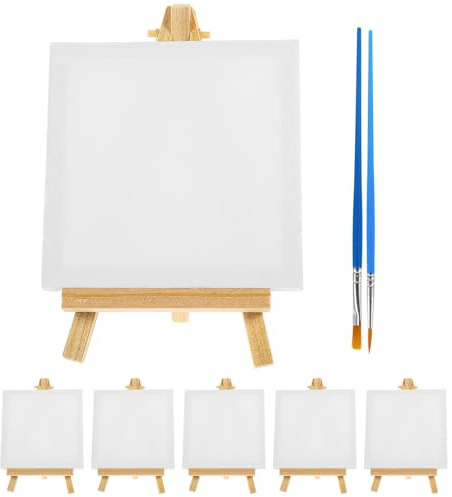 TOYANDONA Kleiner Staffelei Malset für Erwachsene und Kleiner Leinwand mit Abgerundeten Kanten Holz Malset für Öl und Aquarellfarben Kreatives Malzubehör