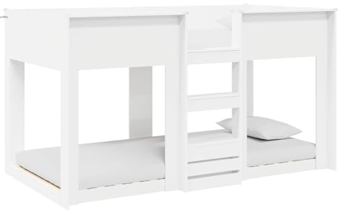 vidaXL Etagenbett für Kinder Weiß 100 x 200 cm Holzwerkstoff, Stylisches Kinderbett, rechteckiger etagenbett Rahmen, Moderne Schlaflösung, platzsparendes Möbel