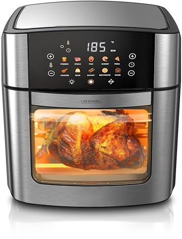 Arendo - Wlan Heißluftfritteuse XXL 16 Liter - Smart WiFi mit App - extra Groß 16 Liter - Backofen Umluft - Grill - Dörrautomat - Air Fryer - Easy&Clean - Fritteuse ohne Öl - Pizza Hähnchen Pommes