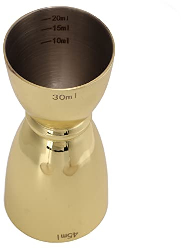 Annadue Taza Medidora de Vino de Doble Cabeza de Acero Inoxidable, Taza Medidora de Coctelera, Jigger de Barra para Fiesta, Hogar y Club (chapado en oro en forma de u)