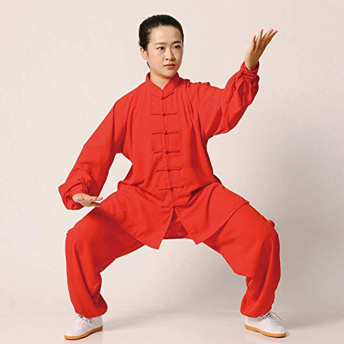 FLY FLU Taichi Uniforme Mujer，ropa Ropa De Tai Chi Unisex Chino Tradicional Shaolin Kung Fu Qi Gong Wing Chun Ropa De Entrenamiento De Manga Larga Suelta,Orange-Medium