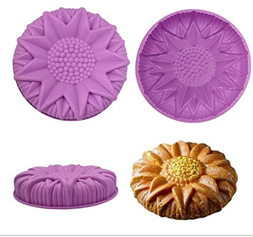 Joyeee Large Sunflower Cake Mold Tray, 1Pcs Silicone Big Birthday Cake Baking Mould for DIY 3D Pastry, Baking Loaf, Muffin, Brownie, Cheesecake, Pie, Flan, Bread, Jelly for Wedding Anniversary Party
