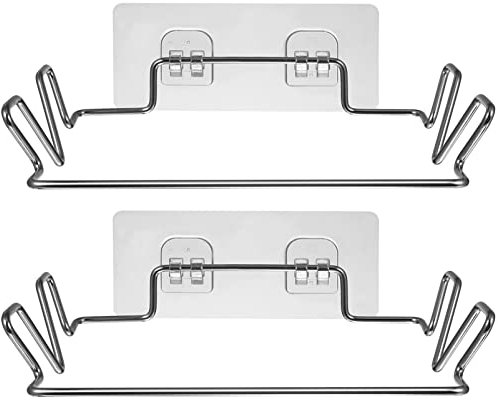 HEMOTON 2 set di supporti in metallo per sacchi della spazzatura con ventosa, per cucina, armadio (argento)