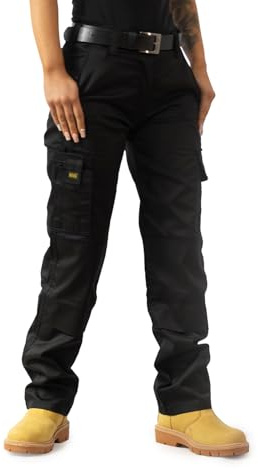 MIG Womens Cargo Combat Work Trousers - Built with Knee pad Pockets, Ideal Tactical Trousers for Women Workwear (Black - 10 Short)