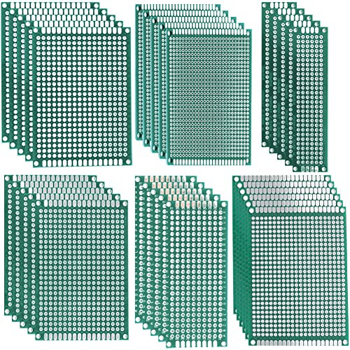 30pcs Kit Prototipo De Placa PCB De Doble 6 Tamaño De Placa De Circuito Impreso Universal para Proyecto De Soldadura De Bricolaje