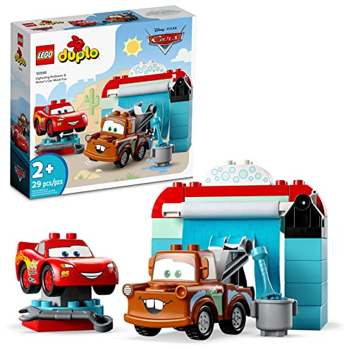 LEGO DUPLO Disney and Pixar's Cars Lightning McQueen & Mater's Car Wash Fun 10996, Buildable Toy for 2 Year Old Toddlers, Boys & Girls, Birthday Gift Idea
