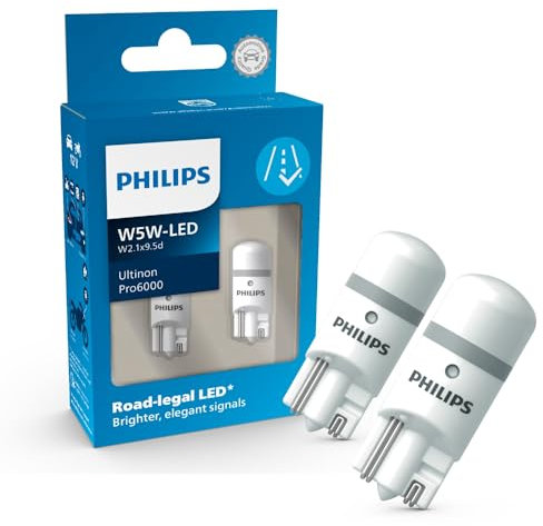Philips Ultinon Pro6000 W5W T10 LED-Fahrzeugbeleuchtung mit Straßenzulassung, 6.000K, modellspezifische Zulassung als Standlicht/Parklicht/Positionslicht, universell einsetzbar im Fahrzeuginnenraum