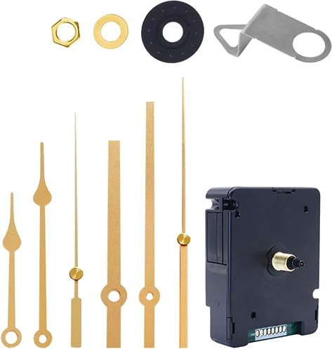 DEEWISH Uhrwerk Für Wanduhr Funk, Funkuhrwerk Für Wanduhr Lautlos, Quarz-Uhrwerk Bewegungs Mechanismus, Ersatzteile fr Clock Ersatzteile Ersatz, L 56 x B 36 x H 72 mm(2 Set goldene Uhrzeiger)