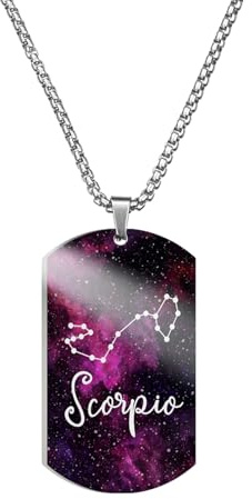 Caimeytie Collier Homme Acier Inoxydable Multicolore, Pendentif Douze Signes du Zodiaque,Cadeau Astrologie, Bijoux Scorpion