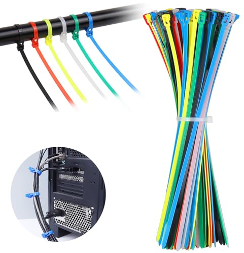 Buntbandsset 120 stycken återförslutningsbara färgglada 300 x 5 mm nylon justerbart UV-resistent självlåsande kabelbindare för kabelhantering verkstad trädgård (6 färger)