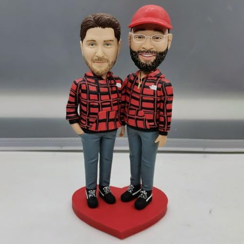 HARVEST HOUSE Benutzerdefinierte Wackelkopf-Figur, Personalisierter Wackelkopf, Wackelkopf Figuren Handgemachte Personalisierte Skulptur Geschenk für Couple