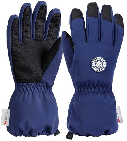 QKURT Gants de Ski pour Enfants, Gants d'hiver Chauds pour Enfants Moufles de Neige Coupe-Vent Filles Garçons Gants pour Temps Froid Moufles de Luge Gants de Snowboard Moufles de Patinage