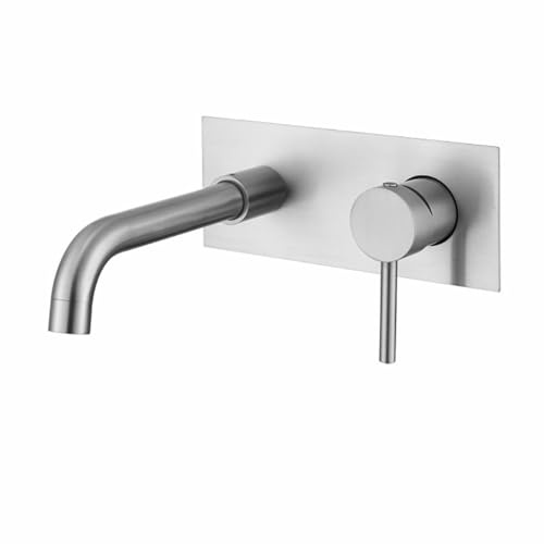 XJTNLB Wandarmatur Waschbecken Edelstahl Mischbatterie Waschbecken Waschtischarmatur Einhebelmischer Waschbecken B,Gebürstet