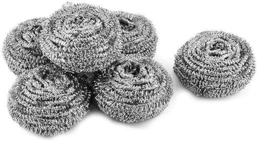 12 Stainless Steel Scourers, Steel Wool scrubbers Scouring Kitchen for Cleaning Non-Stick Metal Sponge Pan
