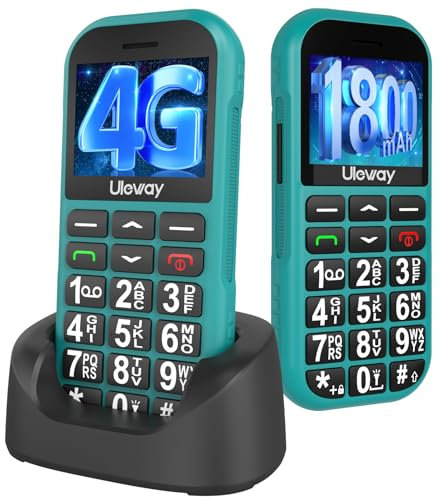 4G Telefono Cellulare per Anziani con USB Tipo C Ricarica Rapida|1800mAh Batteria, Tasti Grandi,Volume Alto,Funzione SOS,Base di Ricarica, Chiamata Rapida,Torcia, Sveglia, Facile da Usare.Verde