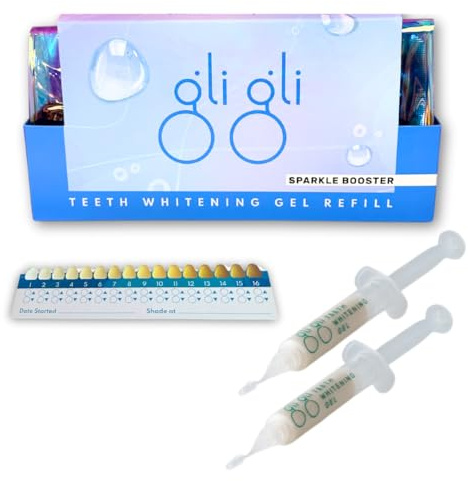 gli gli Sparkle Booster Gel Refill Teeth Whitening Gel - 2 x 5ml Pap Whitening Gel Syringes, Peroxide Free, Gels Made in UK - 10 to 15 Days Treatment, for Sensitive Teeth, Milky