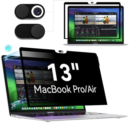 Blickschutzfilter für MacBook Air 13 & MacBook Pro 13 M1 M2, 2016-2022 | MagicSuction 13 Zoll Sichtschutz, Anti Spy Glare Blaulicht Apple Mac Laptop Screen Protector Blickschutzfolie
