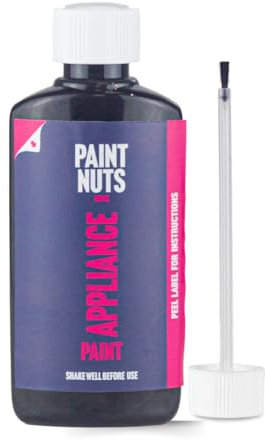 PaintNuts 50ml Appliance Touch-Up Paint for Kitchen & Bathroom – Quick Drying Repair Bottle & Brush – Ideal for Radiators, Showers, Fridges, Ovens, Sinks, Chips & Scratches - Black - Gloss