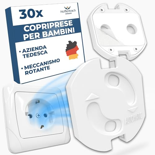 Hoffenbach 30x Protector de Enchufes para Bebés – Tapas de Seguridad Infantil para Enchufes – Protección para Bebés en el Hogar – Protectores de Enchufes con Giro – Seguridad en Casa – Blanco