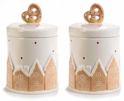 Grippo Maruccia – Tarros de cocina para galletas, azúcar, alimentos – Cerámica Decorada – Juego de 2 unidades