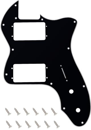 Banworks Guitar HH TL Pickguard 3-lagig 12 Löcher breiter Pickup-Slot | E-Gitarren-Pickguard Kratzplatte für USA/mexikanische Fender Vintage 72 Telecaster Tele Thinline-Gitarre JT-HB-07 Schwarz