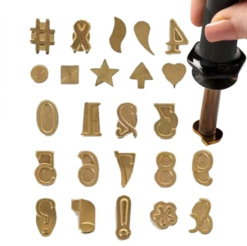 Wood Burning Alphabet Stamp Set,Wood Burning Letters Branding Kit - Pure Copper Wood Burning Tool, Numbers & Symbols Wood Stamping Kit, Carving Head Tools Branding Letters