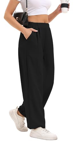 DGSHIRLDJO Pantalon Femme été Décontracté Pantalon en Tissu Droit Taille Haute Lounge Pantalon d'affaires élégant avec Poches