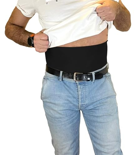 Glico Line Fascia 24 Ore per Stomia Unisex, Ideale per Giorno e Notte, Tasca Interna per Contenere la Sacca, Made in Italy, Nero, M