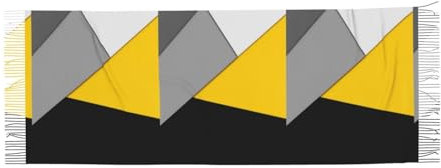 Poadnly Modernes Grau, Gelb und Schwarz Geometrisch, Großer weicher Kaschmir-Schal, Wickelschal, Fransenschal, leichte Stola, 196 x 68 cm