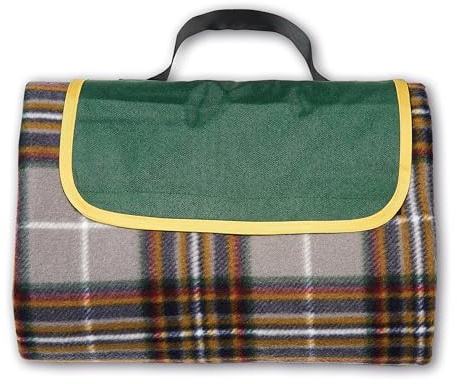 EASY HOME Coperta Da Picnic, Telo Picnic Impermeabile, Plaid Picnic, Retro Impermeabile, Fronte in Pile, Tartan, 130x160 cm (Verde)