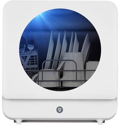 Portable Countertop Dishwasher with Large Display - Dual Water Inlet Modes, 2-In-1s Self-Priming System, 72℃ Hot Air Drying, No Installation Required for Home/Apartment/RV Use