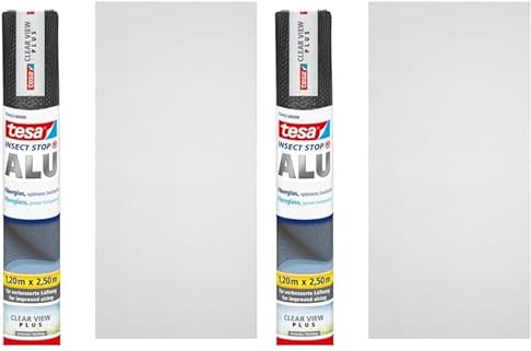 tesa Insect Stop Fliegengitter Ersatzrolle mit Clear View für tesa ALU Comfort Mückennetz für Fenster & Türen - Ersatz-Rolle 120cm x 250cm, anthrazit (Packung mit 2)
