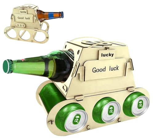 Lets Joy Bierträger Holz, TankBierträger Flaschenträger Holz, Flaschenträger im Tank Design, Geburtstag Geschenk für Bierliebhaber Lustiges Partys Dekoration