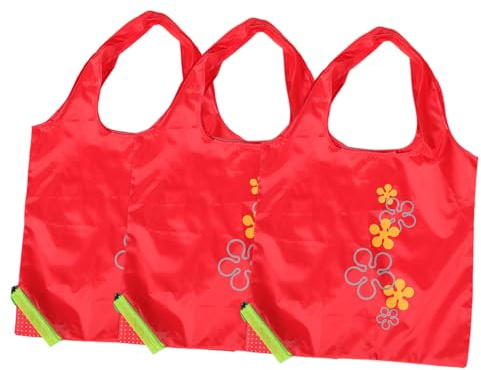 PRETYZOOM 3 Stück Faltbare Einkaufstaschen Erdbeer Design Wiederverwendbare Tragetaschen Aus Robustem Polyester Für Damen Umweltfreundlich Und Platzsparend Für Einkäufe Und Reisen