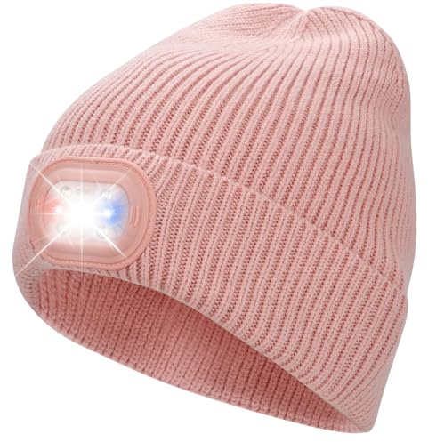 OKKLE Mütze mit Licht, USB-aufladbare LED-Haube mit 6 ultrahellen Lichtern & 3 Modi, Wärmende Stirnlampe für Outdoor, Camping, Nachtläufe, Männer und Frauen